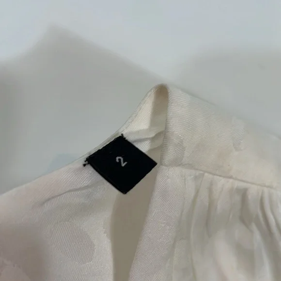 The Kooples Paris Blouse Top Size 2 Cream Dot Print Covered Buttons - Picture 5 of 11